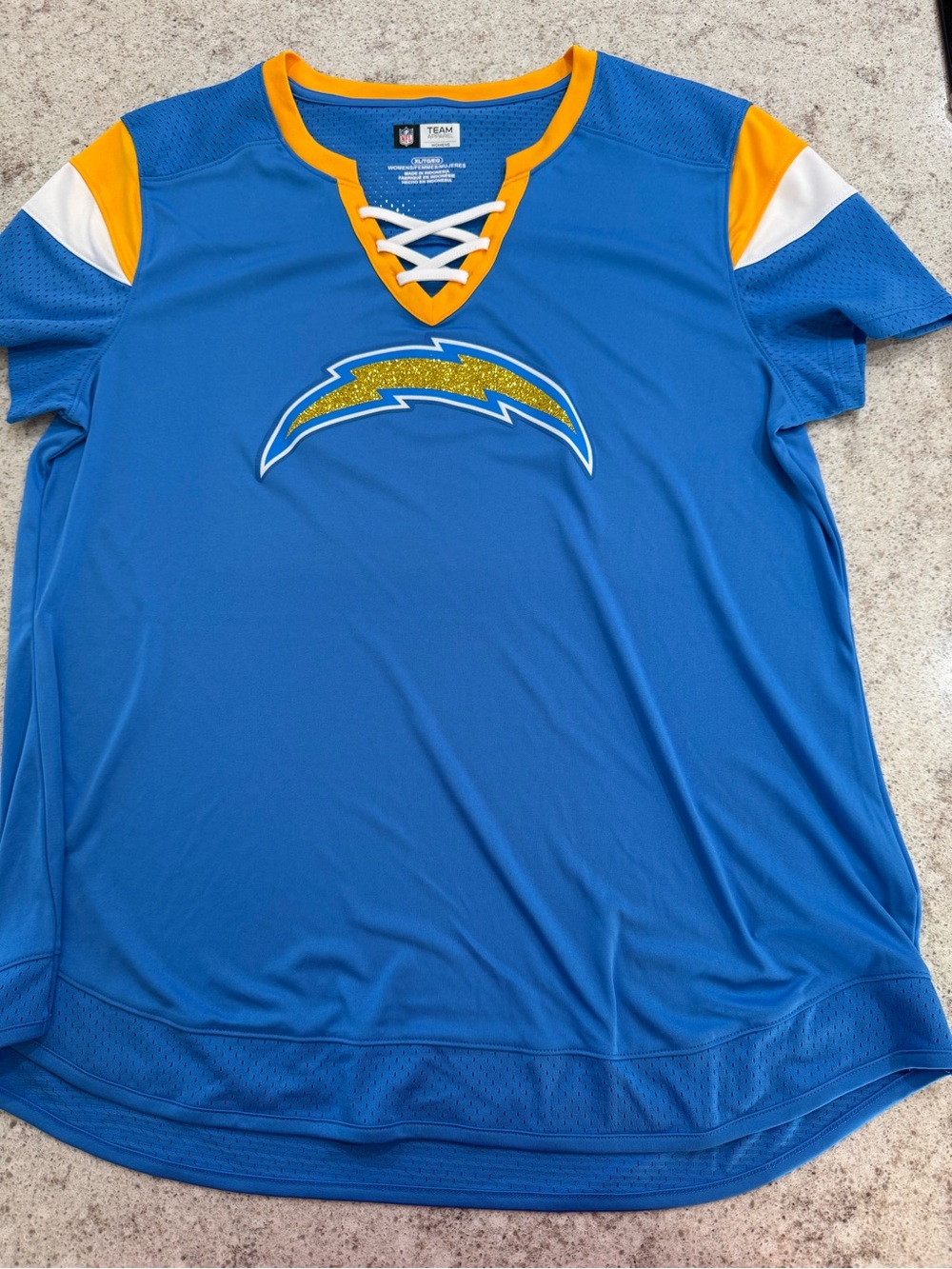 NFL Girls' Los Angeles Chargers Royal Blue Lace-Up Jersey with Gold Accents